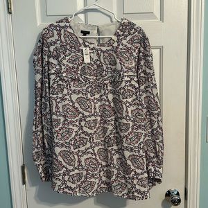 Talbots Top Blouse women’s 2x Paisley Viscose Long Sleeve Multicolored NWT